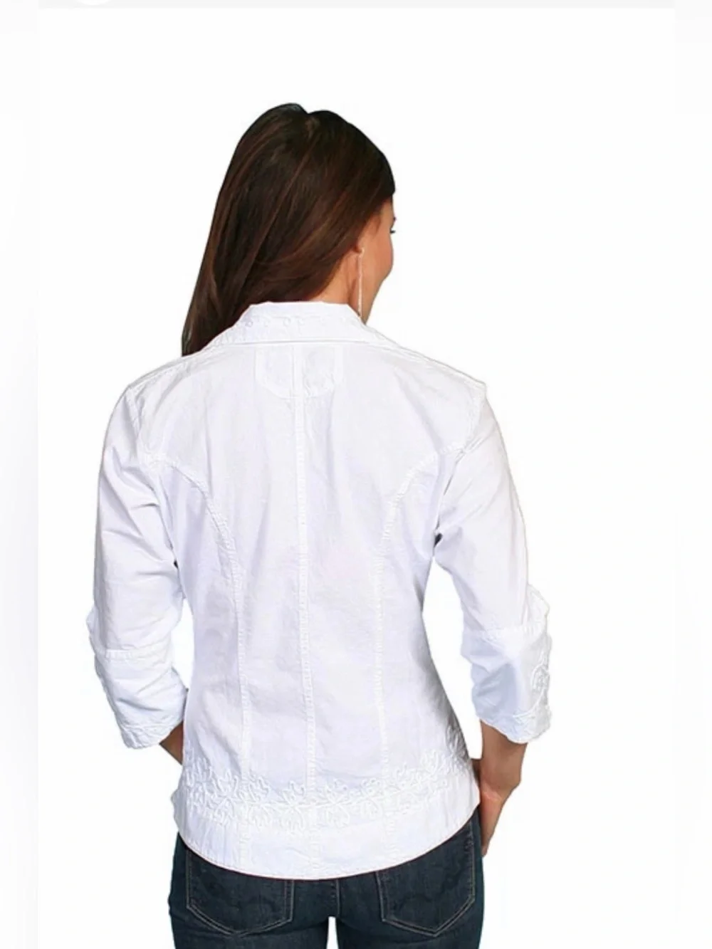 Scully Cantina White Women's Embroidered Button-Down Shirt size S - Picture 2 of 16